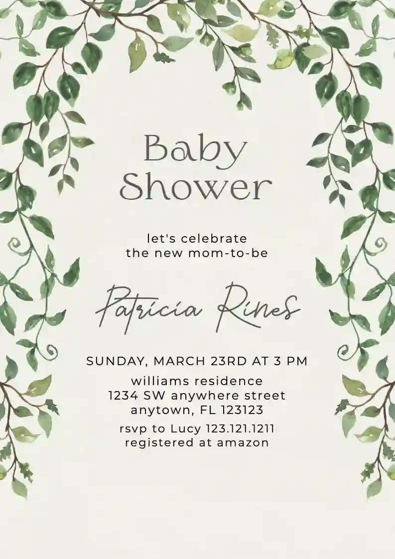 Baby Shower Uitnodigingen - Groen Kader