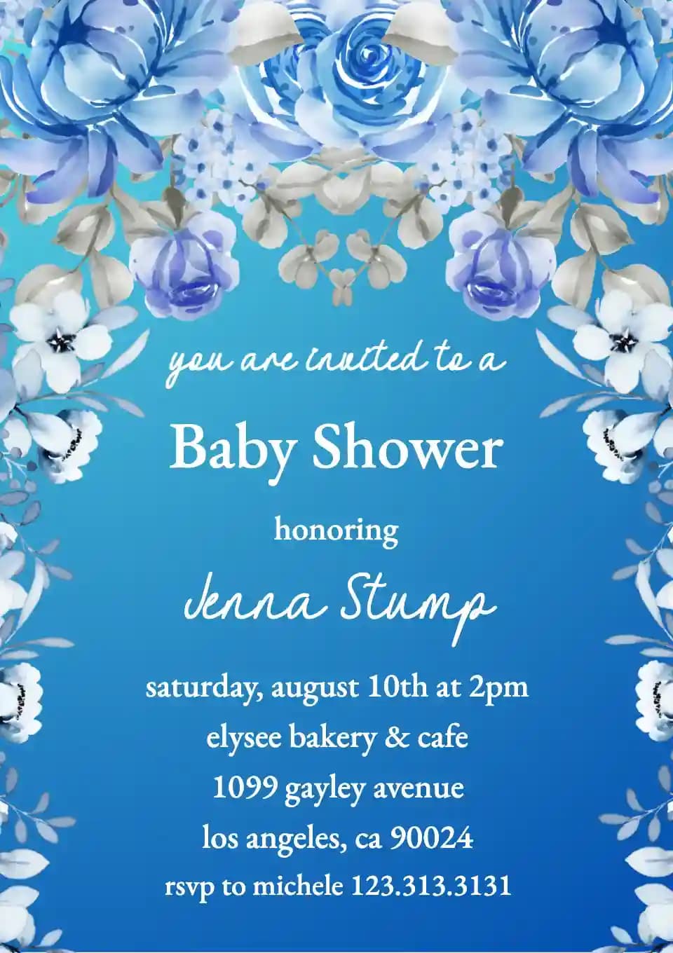 Inviti Per Baby Shower - Fiori Blu