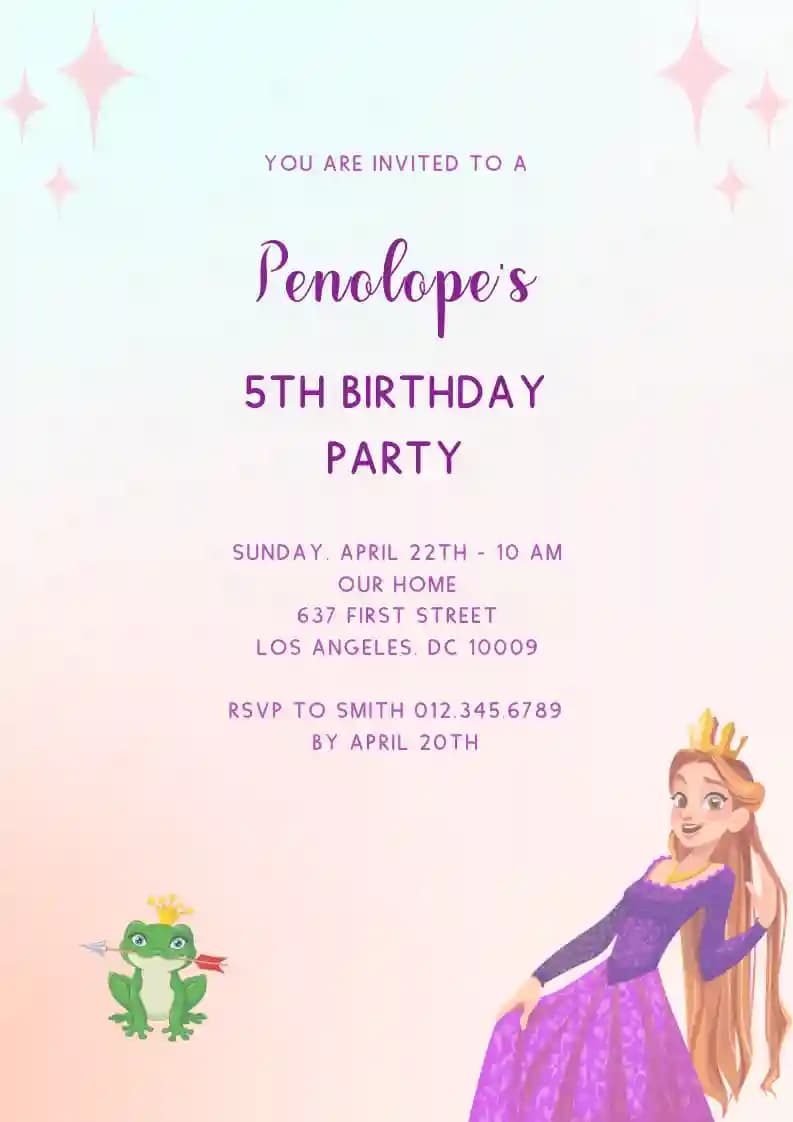 Kids Birthday Invitations - Princess, Fairy