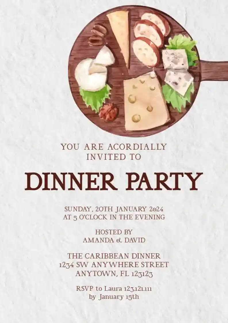 Dinner Party Invitations - Tray Filled With Food