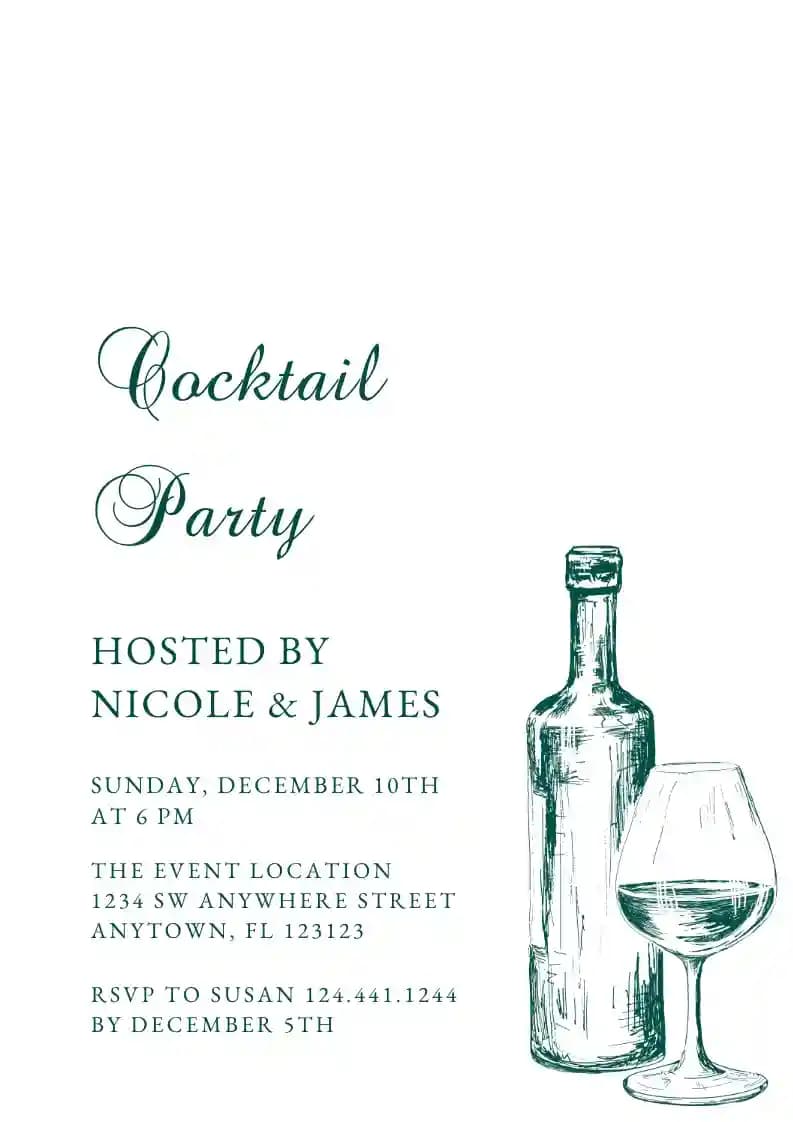 Inviti Per Cocktail Party - Bottiglia E Bicchiere Da Cocktail