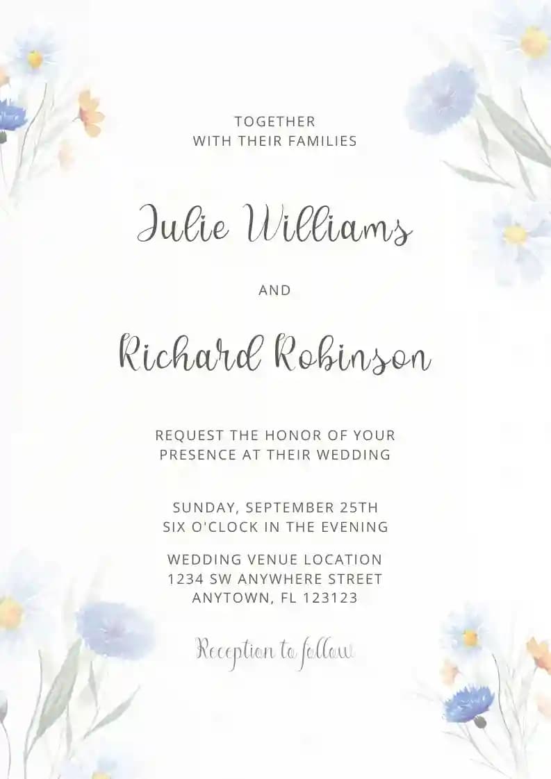Invitations De Mariage - Belles Fleurs Sauvages