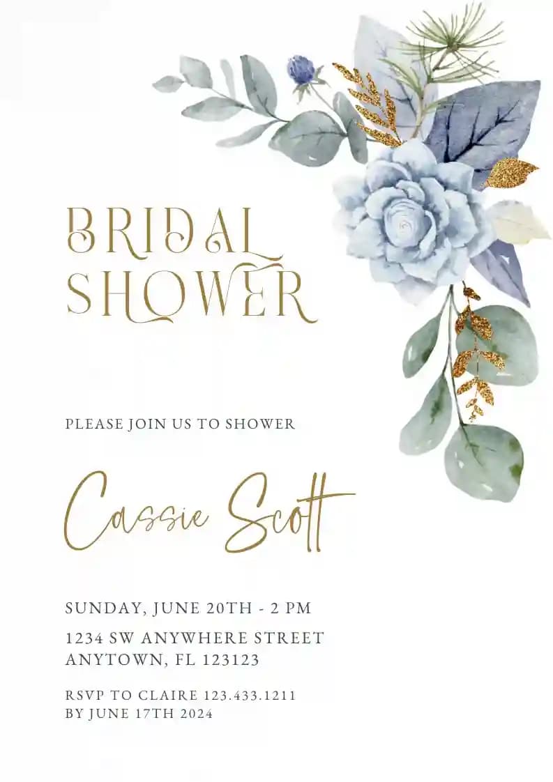 Bridal Shower Invitasjoner - Støvete Blomst