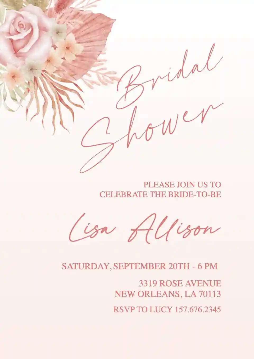 Invitations De Bridal Shower - Floral Bohème Élégant