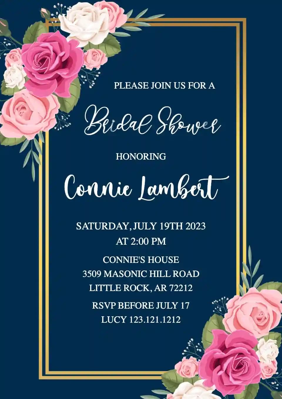 Uitnodigingen Voor Een Bridal Shower - Roze Rozen