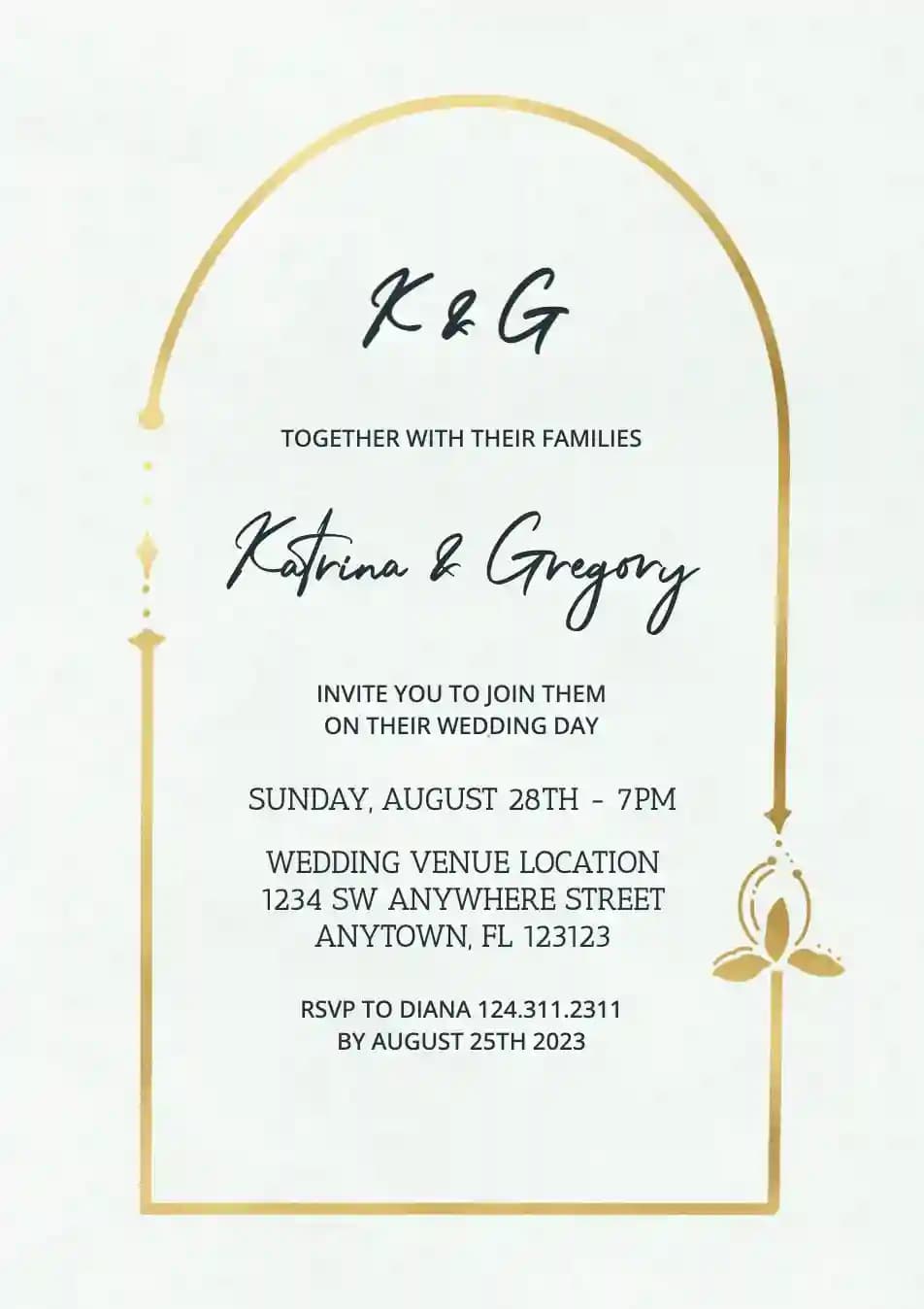 Wedding Invitations - Golden Frame