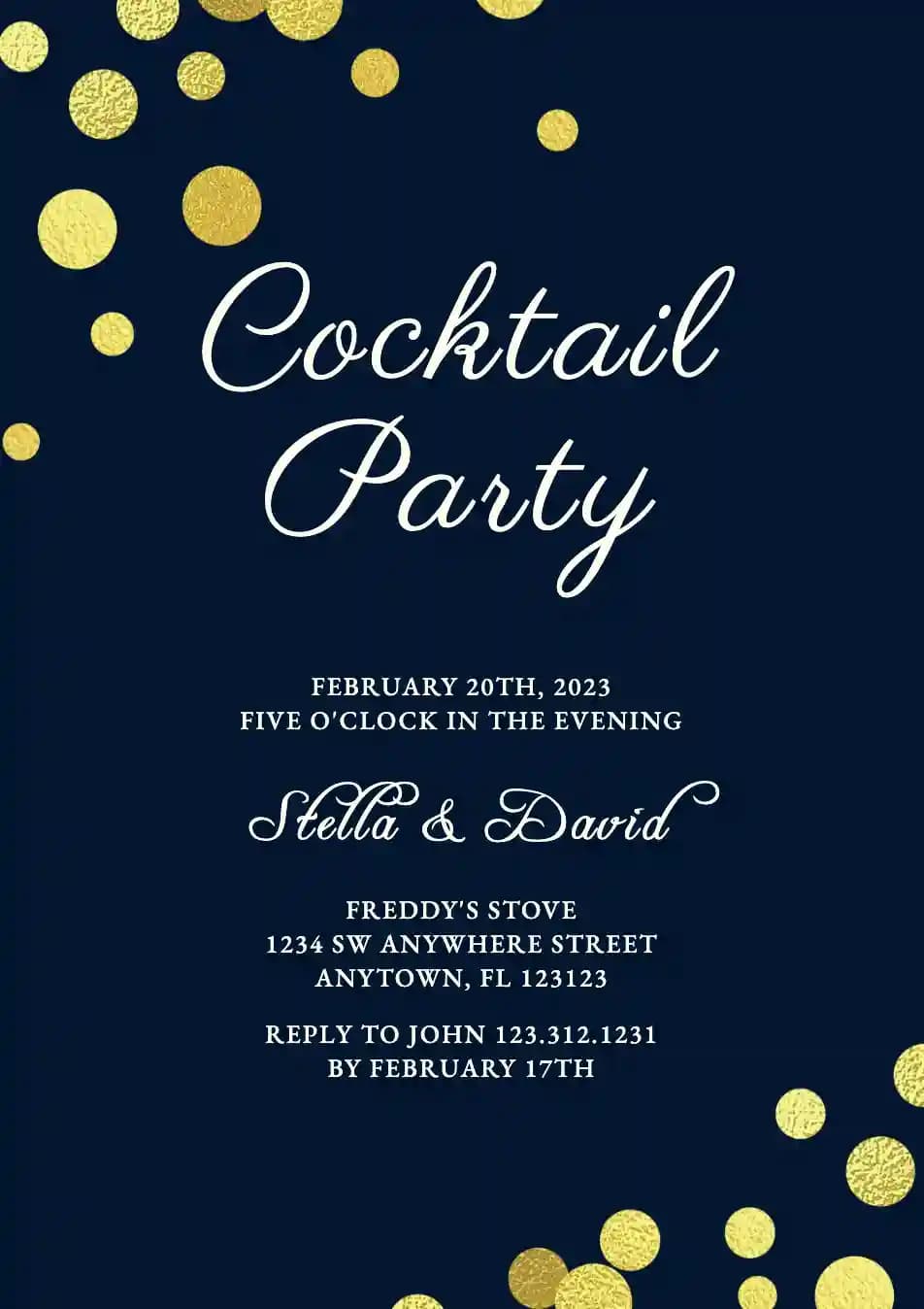Einladungen Zur Cocktailparty - Goldene Punkte