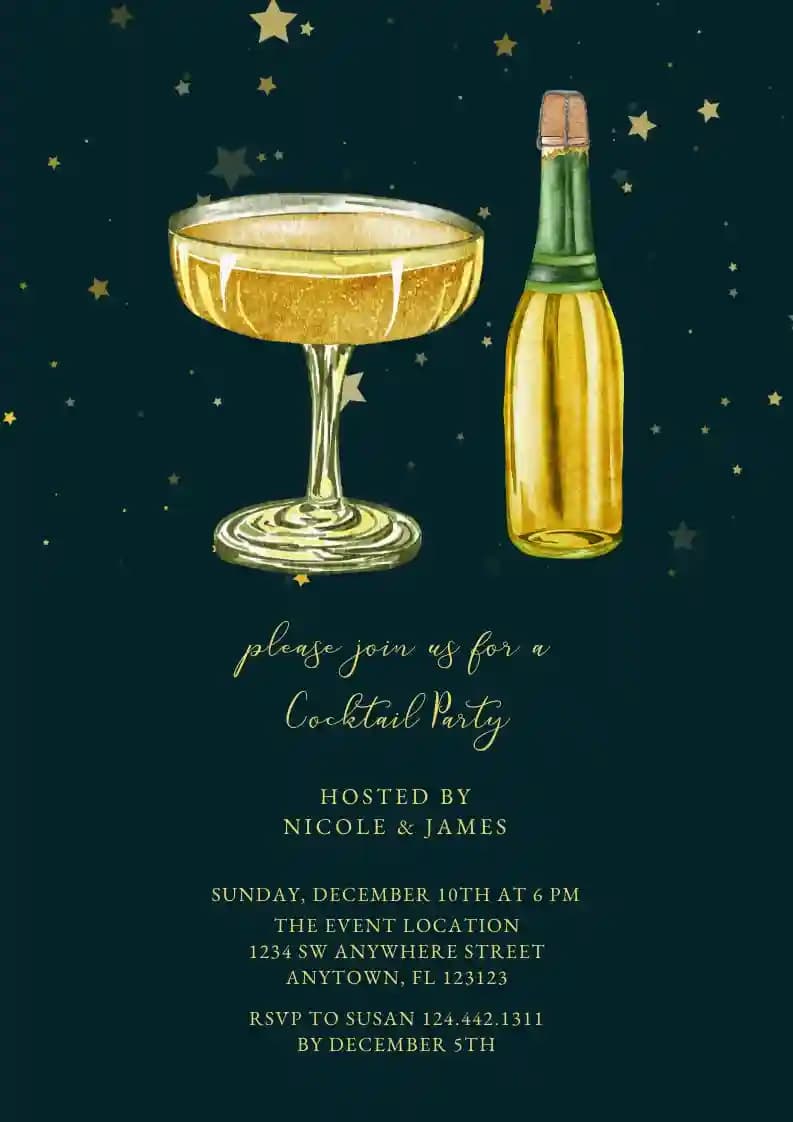 Invitations De Cocktail - Coupe De Champagne