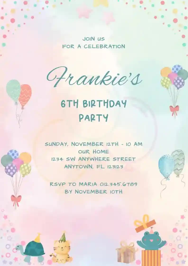 Invitaciones De Cumpleaños Infantiles - Linda Rana De Cumpleaños