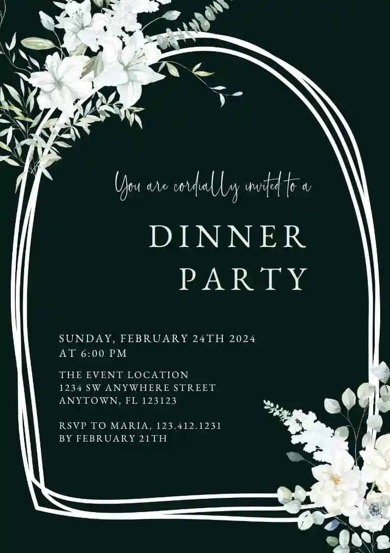 Invitaciones Para Cenas - Flores Blancas