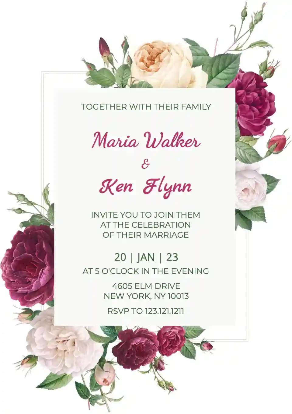 Convites De Casamento - Modelo De Casamento Floral Verde