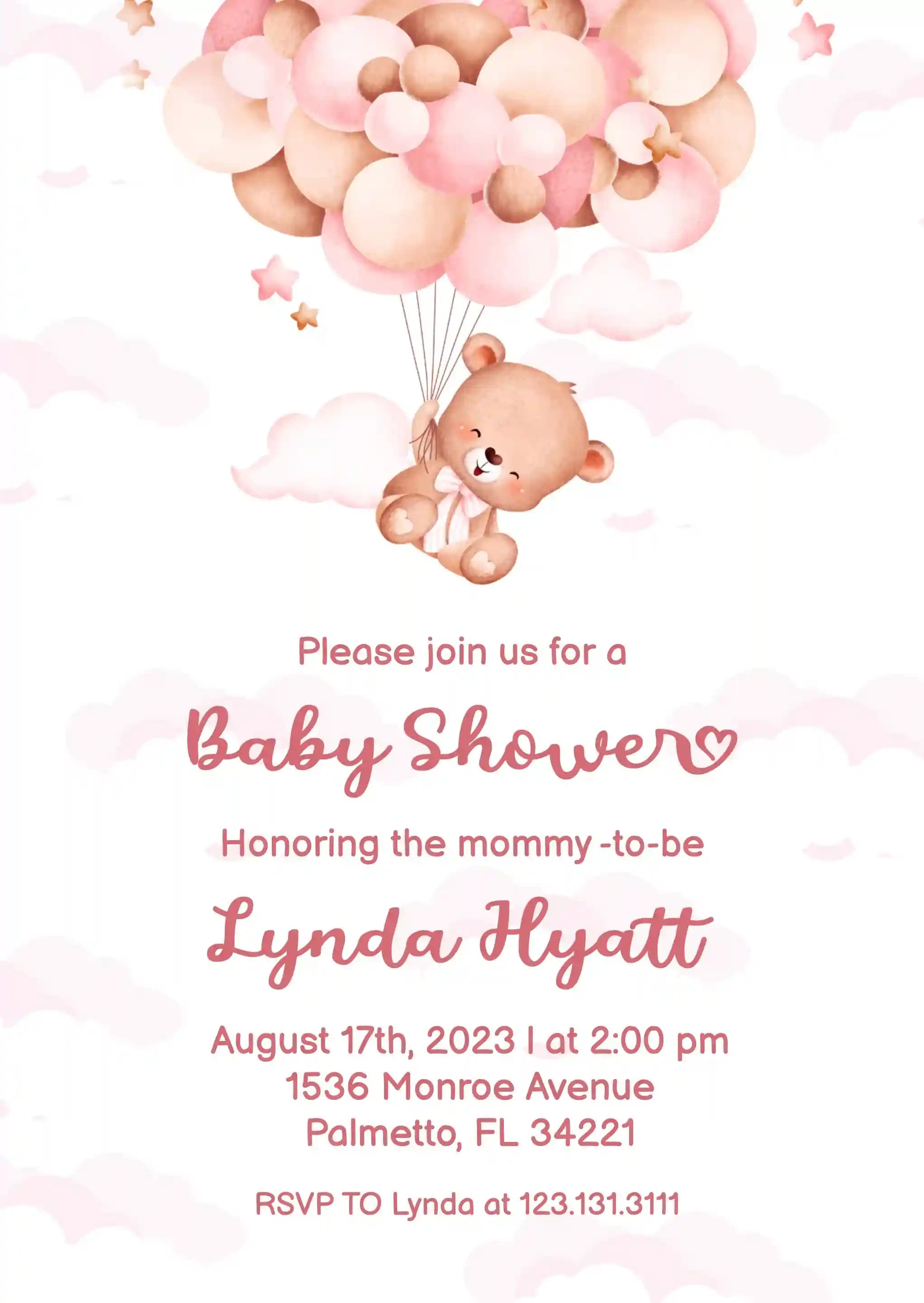 Baby Shower Invitations - Cute Teddy Bear