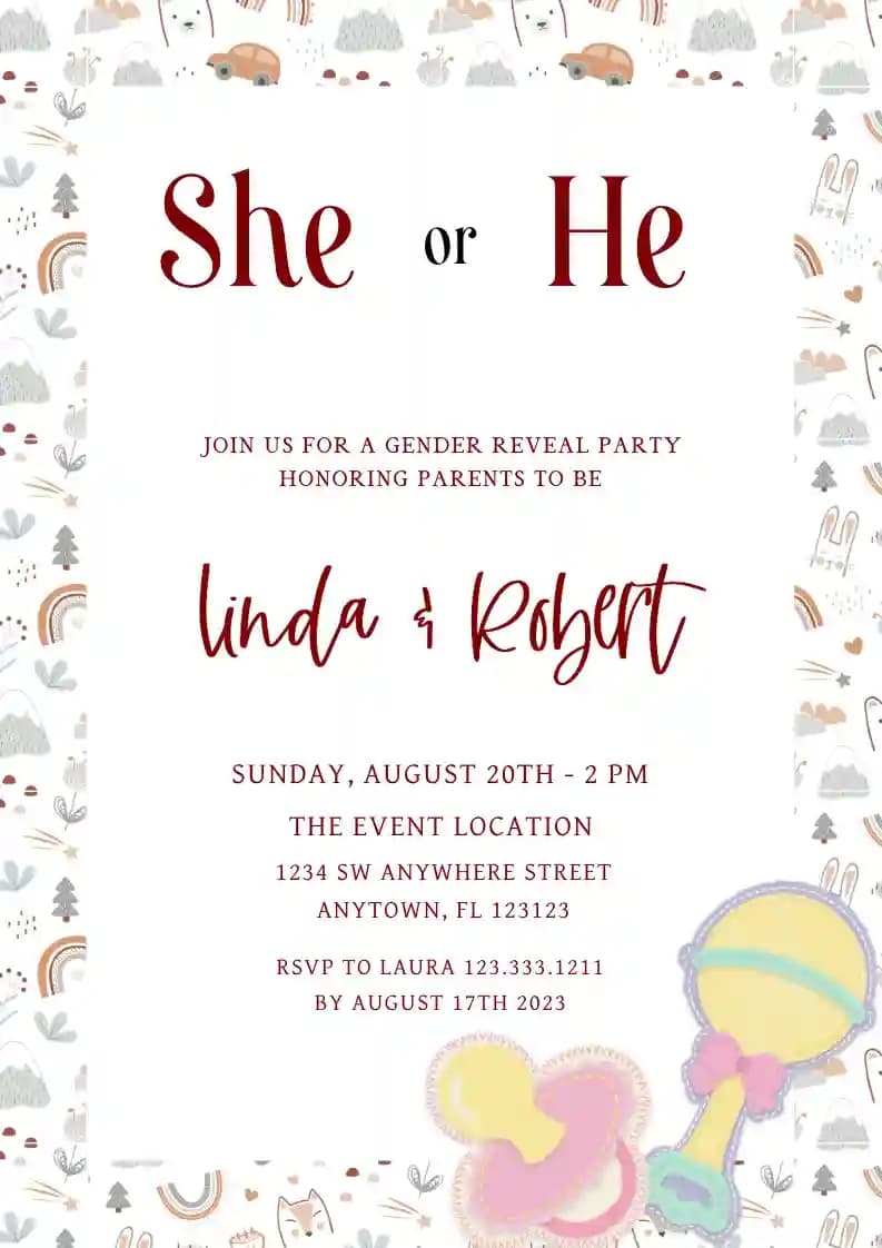 Gender reveal -kutsut - Makeita lasten leluja