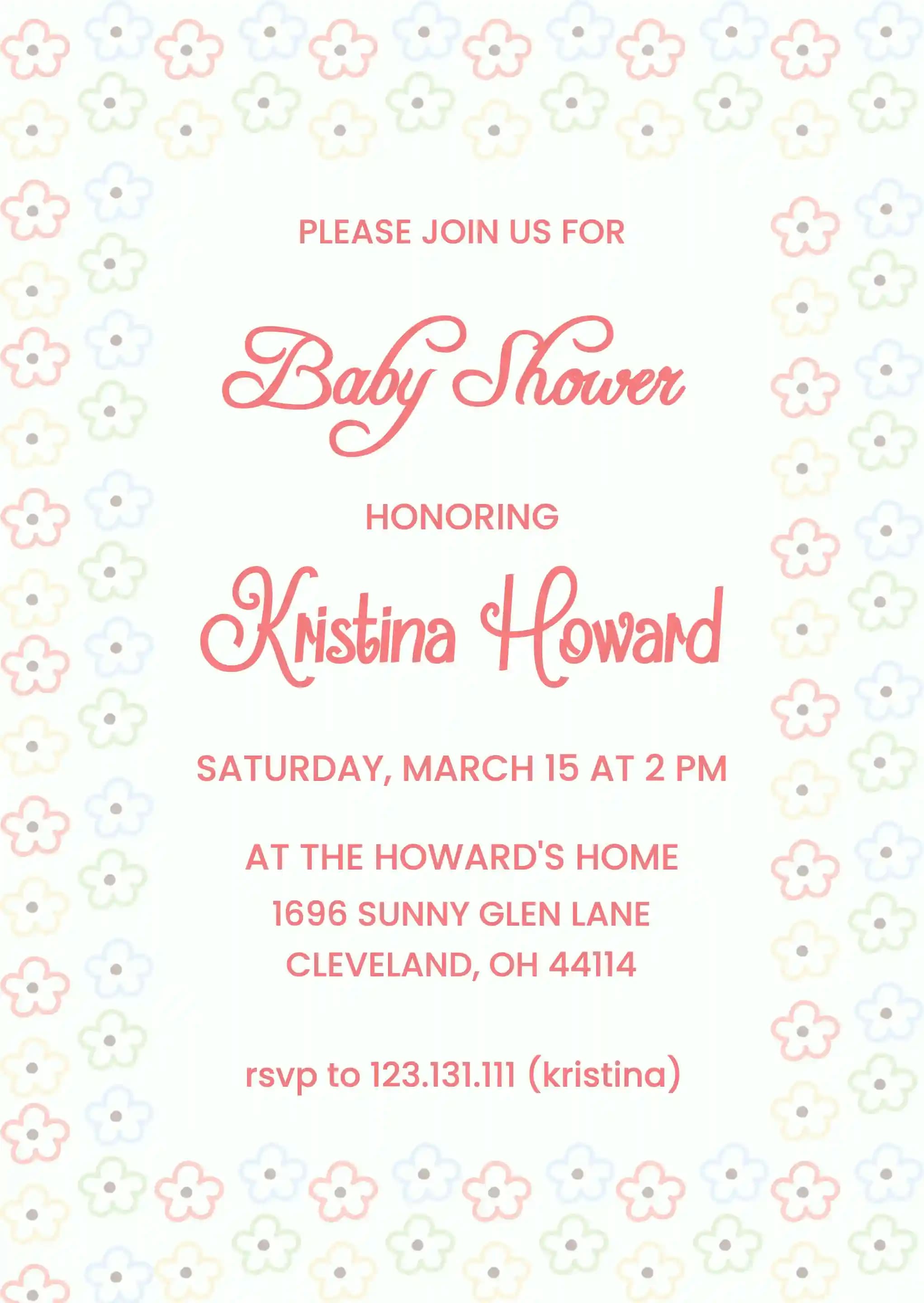 Inviti Per Baby Shower - Sfondo Di Fiori Di Sole