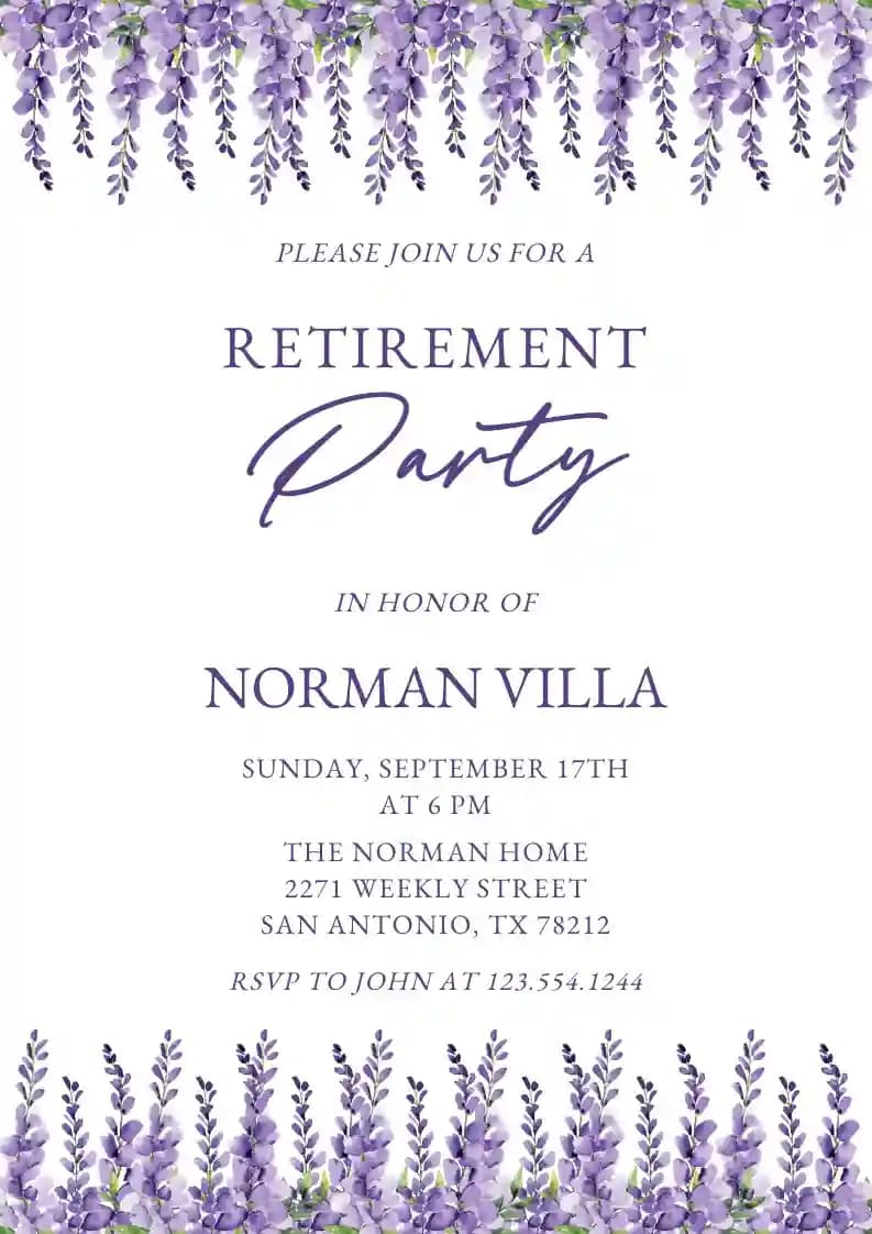 Retirement & Farewell Invitations - Wild Violet Flower