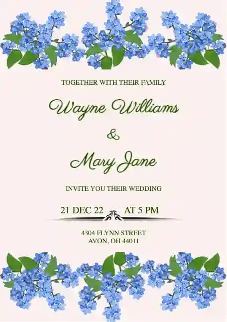 Invitations De Mariage - Faire-part De Mariage Floral Bleu