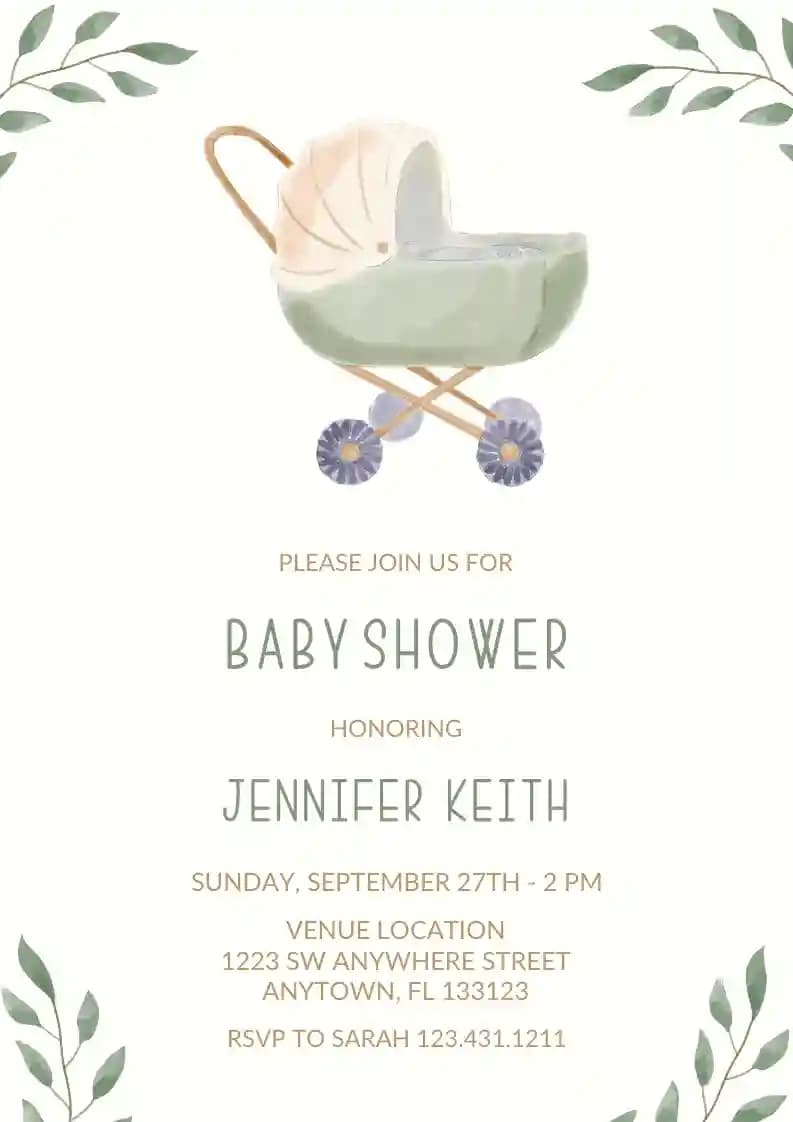 Baby Shower Invitationer - Klapvogn