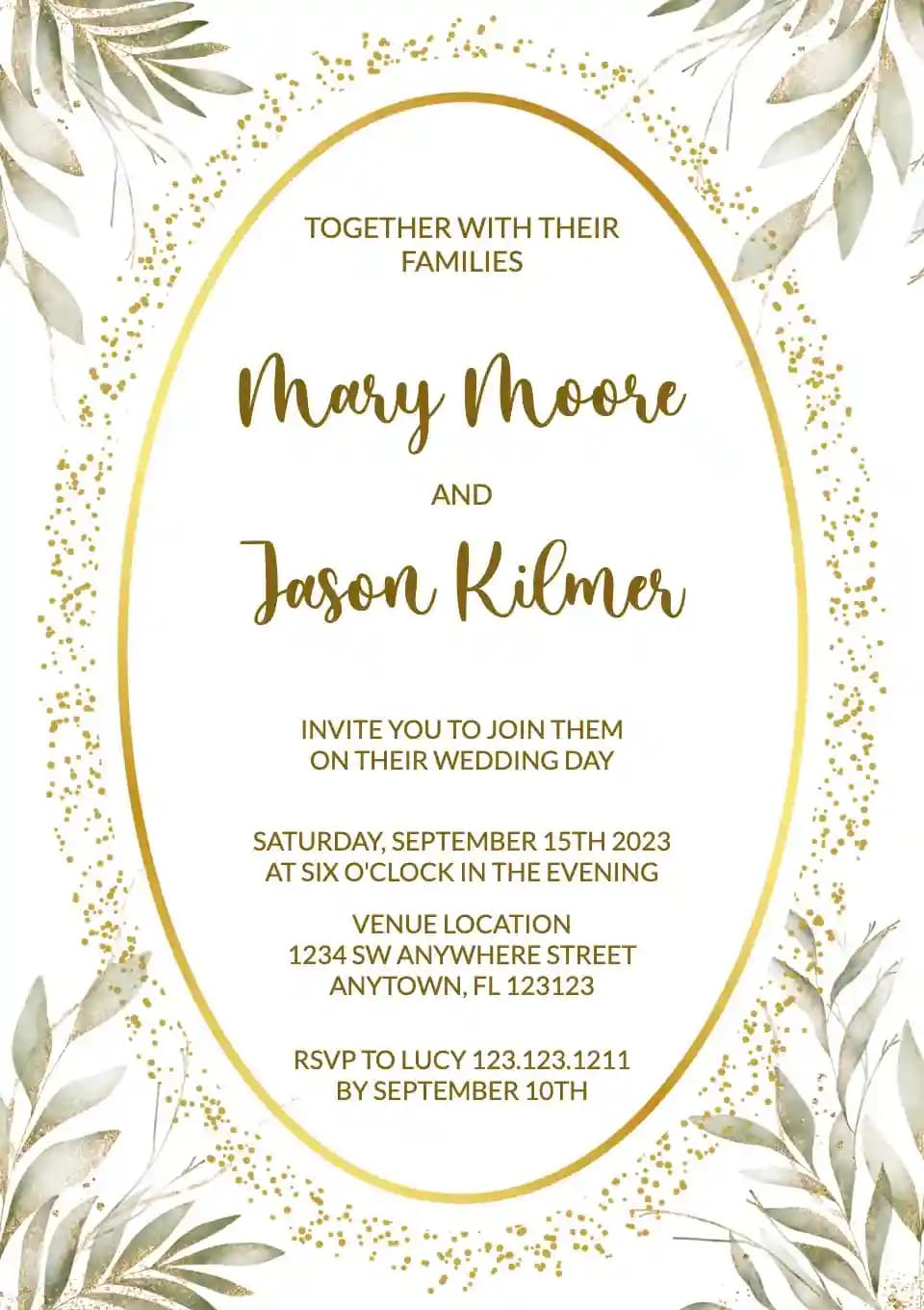 Invitations De Mariage - Cadre Ovale De Luxe Doré