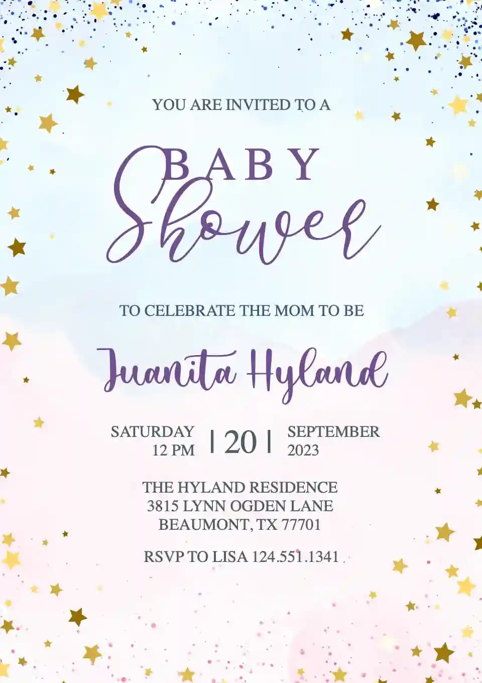 Baby Shower Invitationer - Stjerner