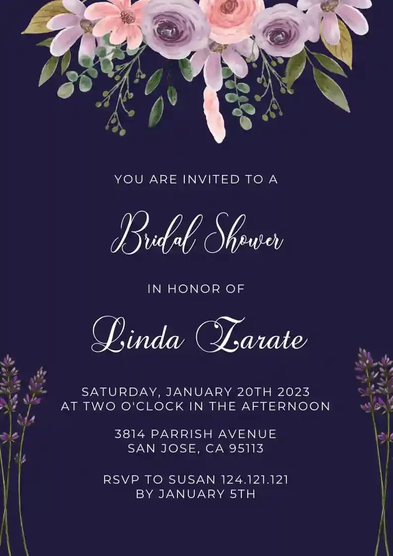 Bridal Shower Invitations - Lavender Floral
