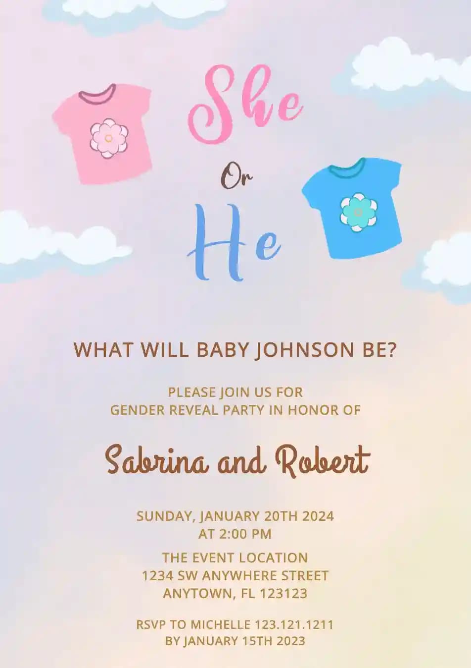 Invitasjoner Til Gender Reveal - Babyskjorte