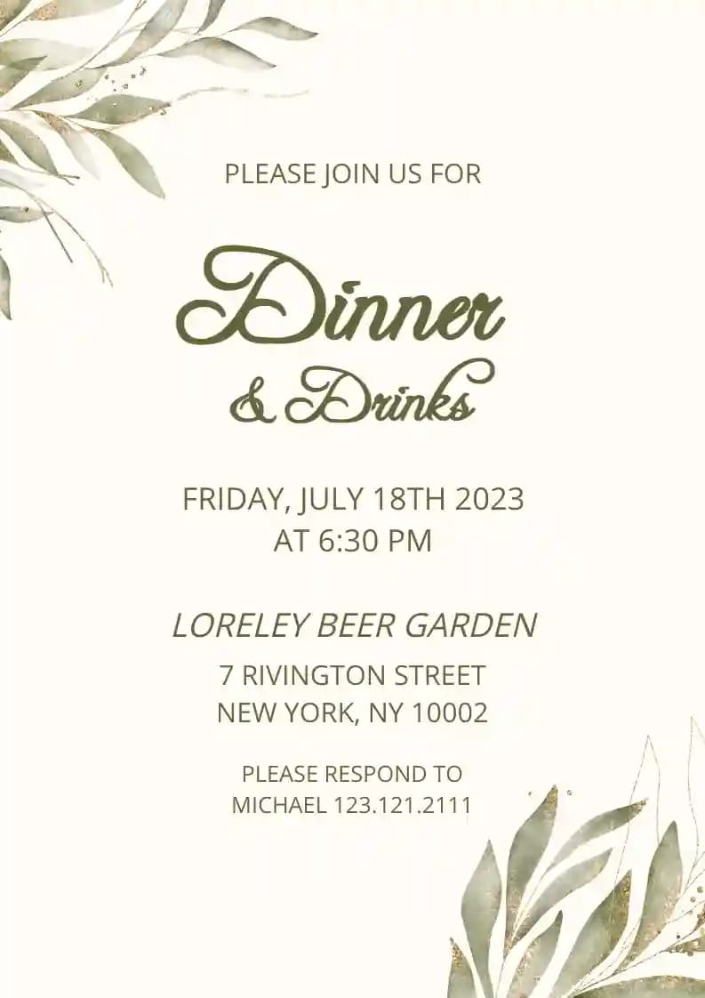 Invitaciones Para Cenas - Plantilla De Invitación A Cenar