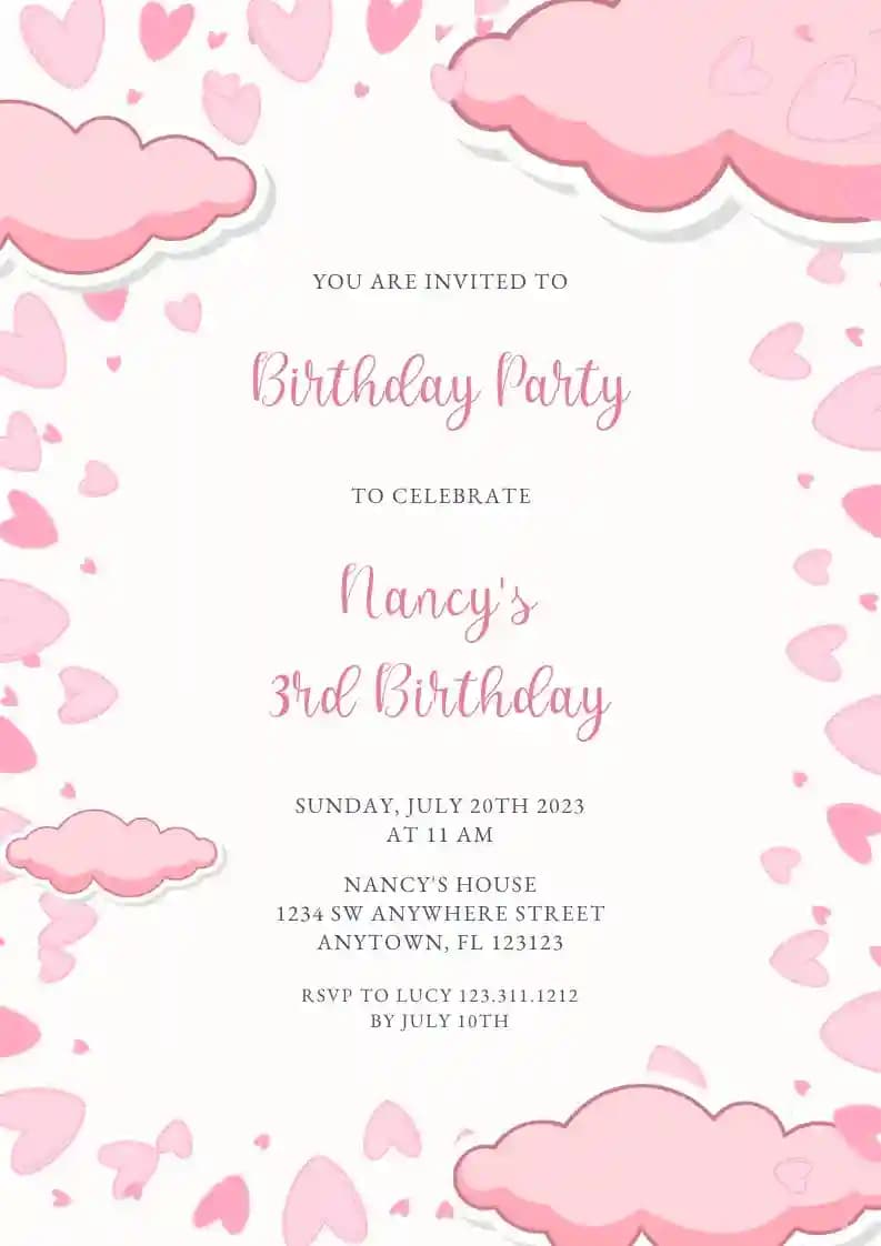 Invitations D'anniversaire Pour Enfants - Cadre En Forme De Coeur