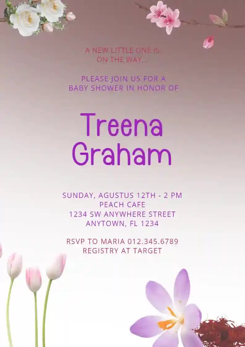 Baby Shower Invitationer - Safran Med Krokusblomst