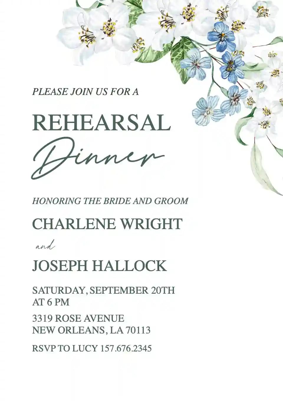 Invitations Pour Dîner De Répétition - Fleur De Cerisier
