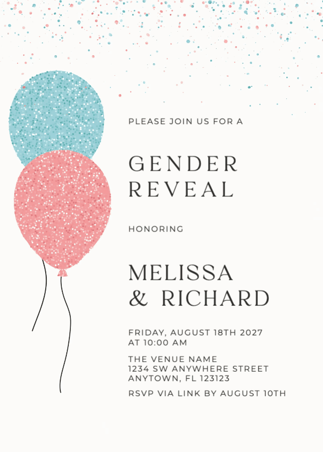 Gender Reveal Uitnodigings - vonkelende ballonne onthul