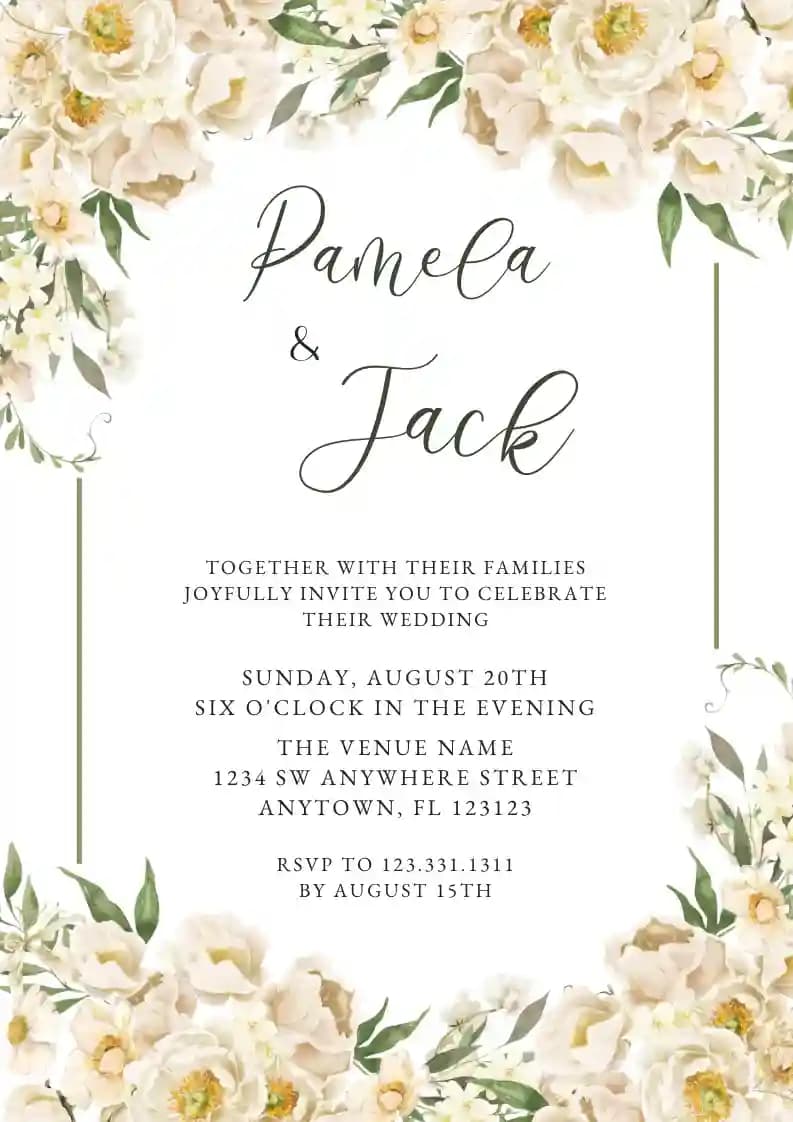Invitations De Mariage - Fleur Blanche