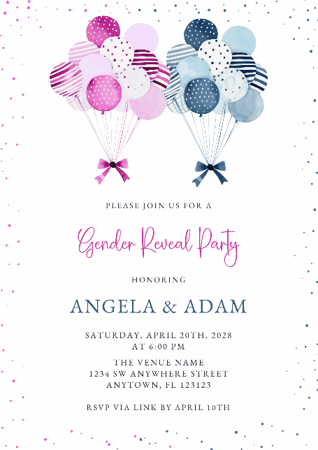 Einladungen Zur Gender Reveal Party - rosa oder blauer Ballon
