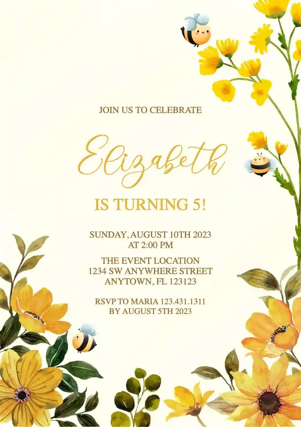 Invitations D'anniversaire Pour Enfants - Abeille