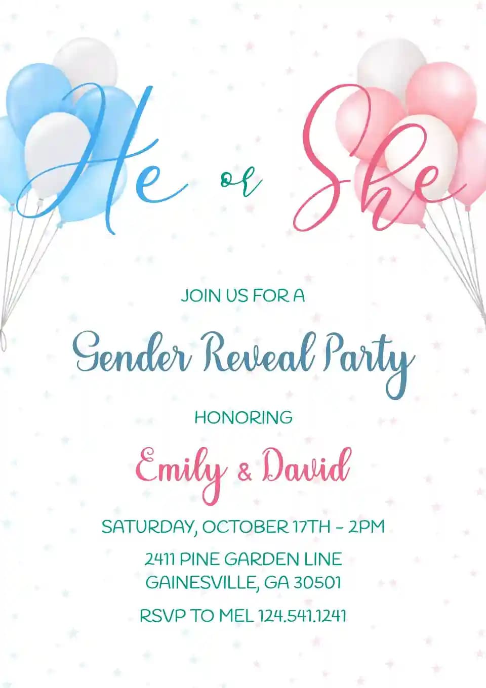 Undangan Gender Reveal - Balon Biru Dan Merah Muda