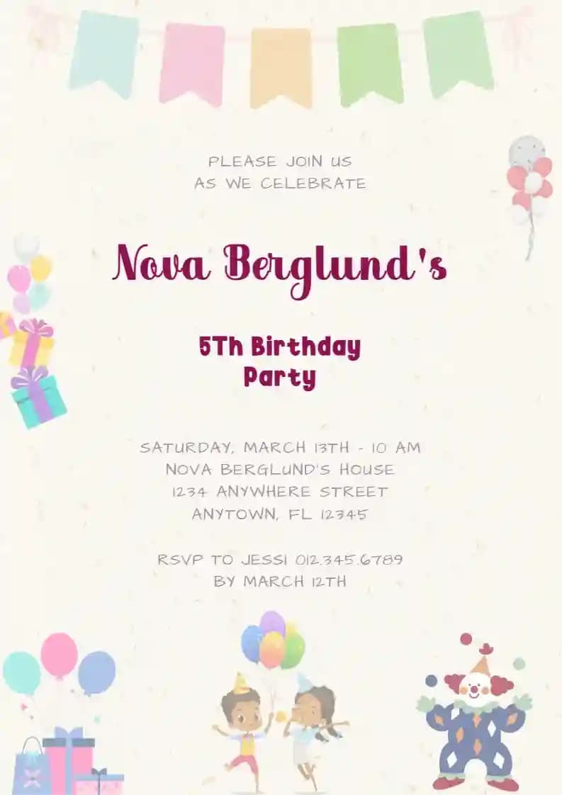 Kids Birthday Invitations - Assorted Birthday Gifts