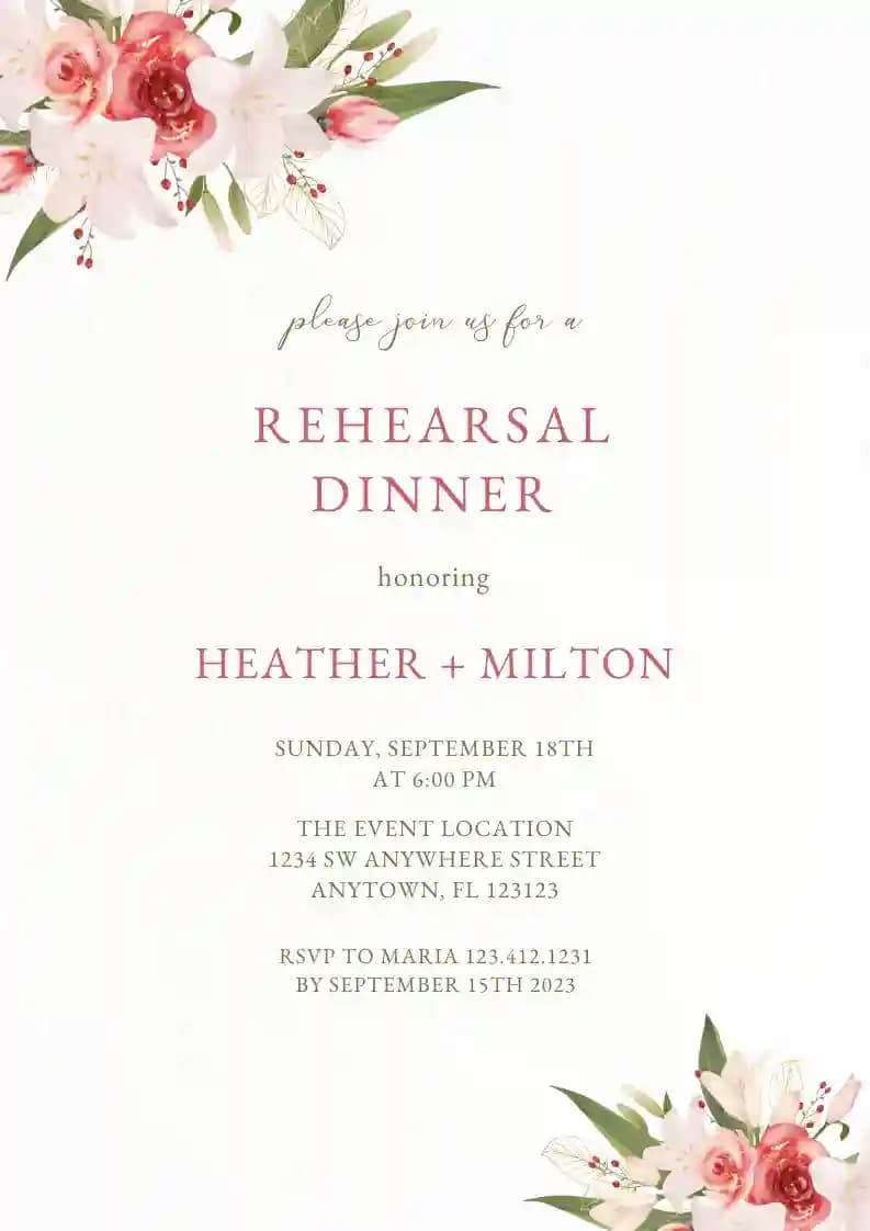Invitations Pour Dîner De Répétition - Fleur De Lys