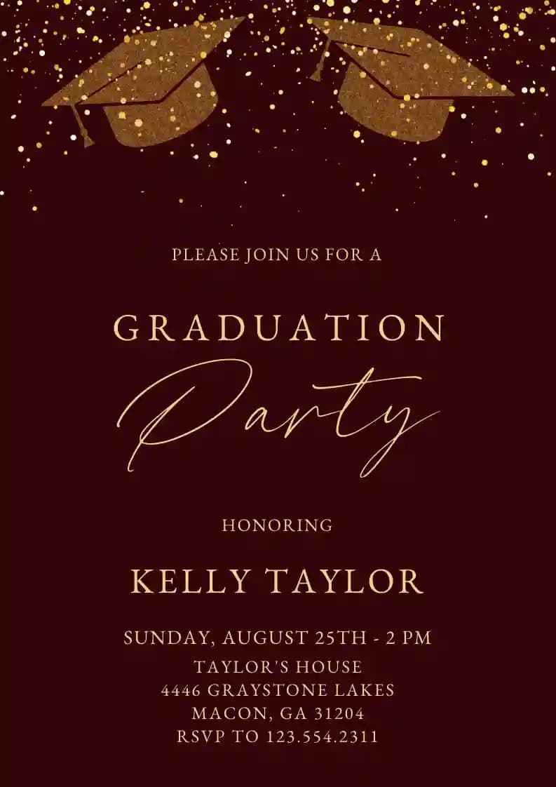 Invitaciones Para Fiesta De Graduación - Partícula De Oro