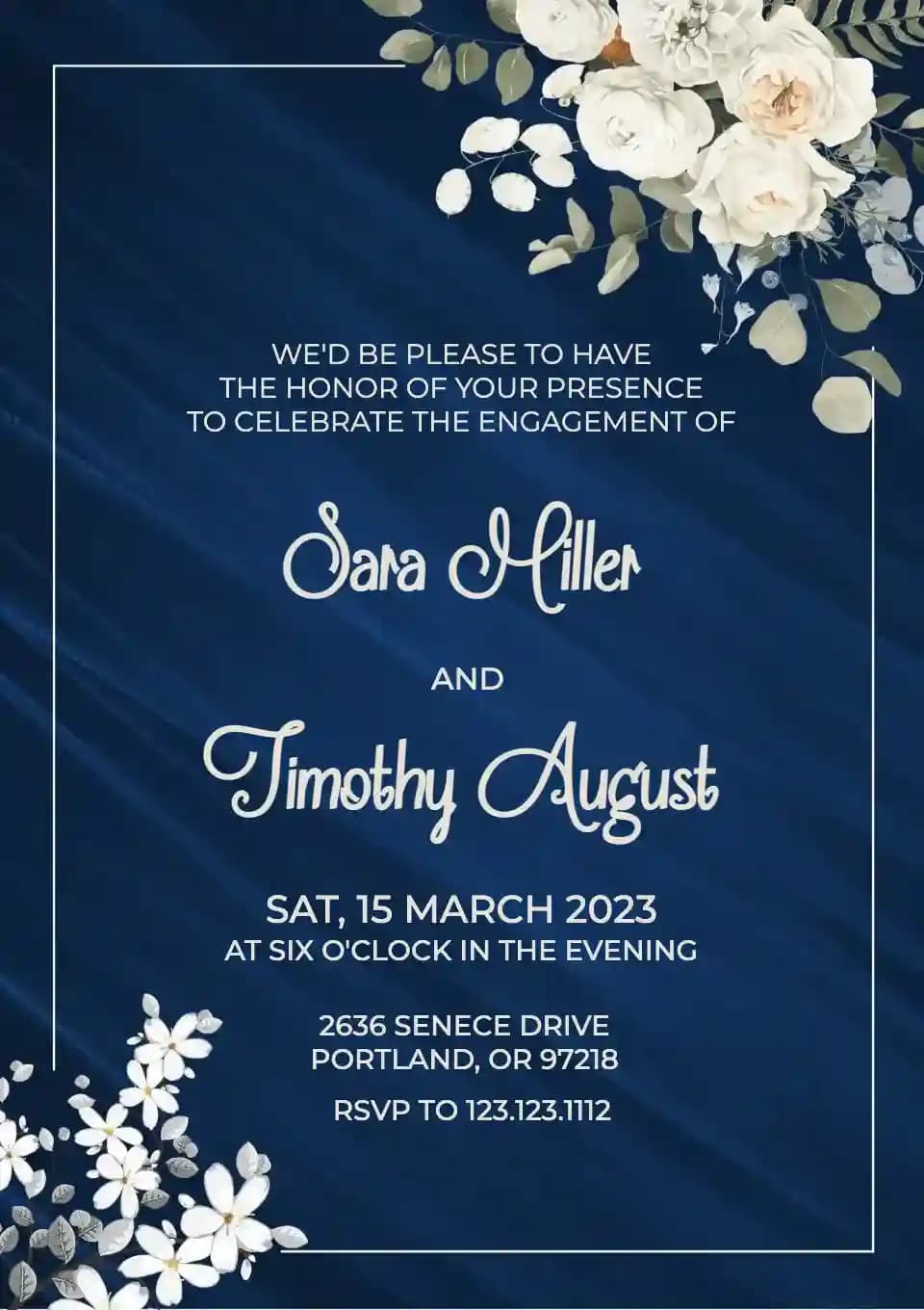 Engagement Party Invitations - White Roses