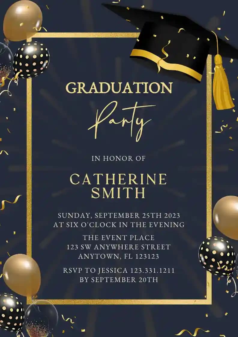 Invitaciones Para Fiesta De Graduación - Globos De Fiesta De Graduación