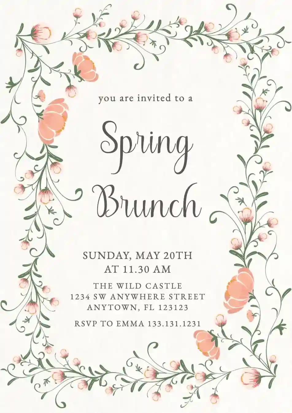 Frokostinvitationer - Blomster Blomst Pastel