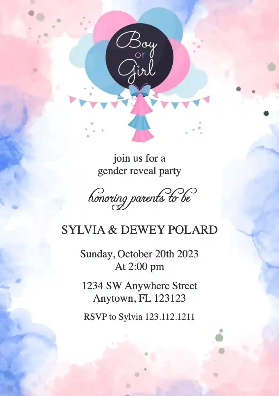 Gender Reveal Uitnodigings - Blou En Pienk Ballonne