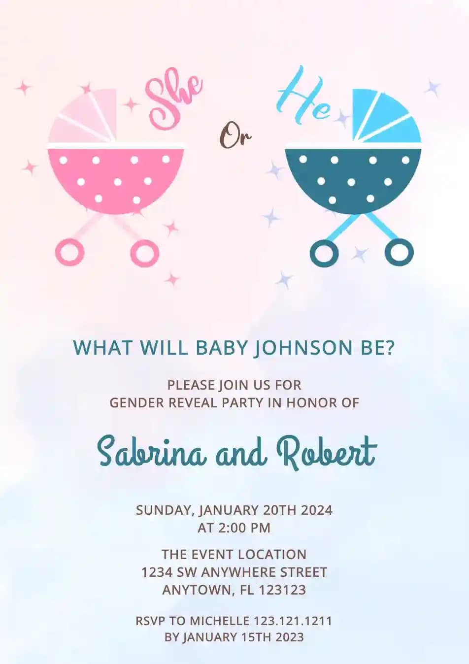 Invitasjoner Til Gender Reveal - Barnevogn