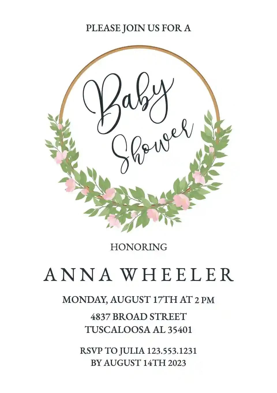 Baby Shower Invitationer - Rund Blomst