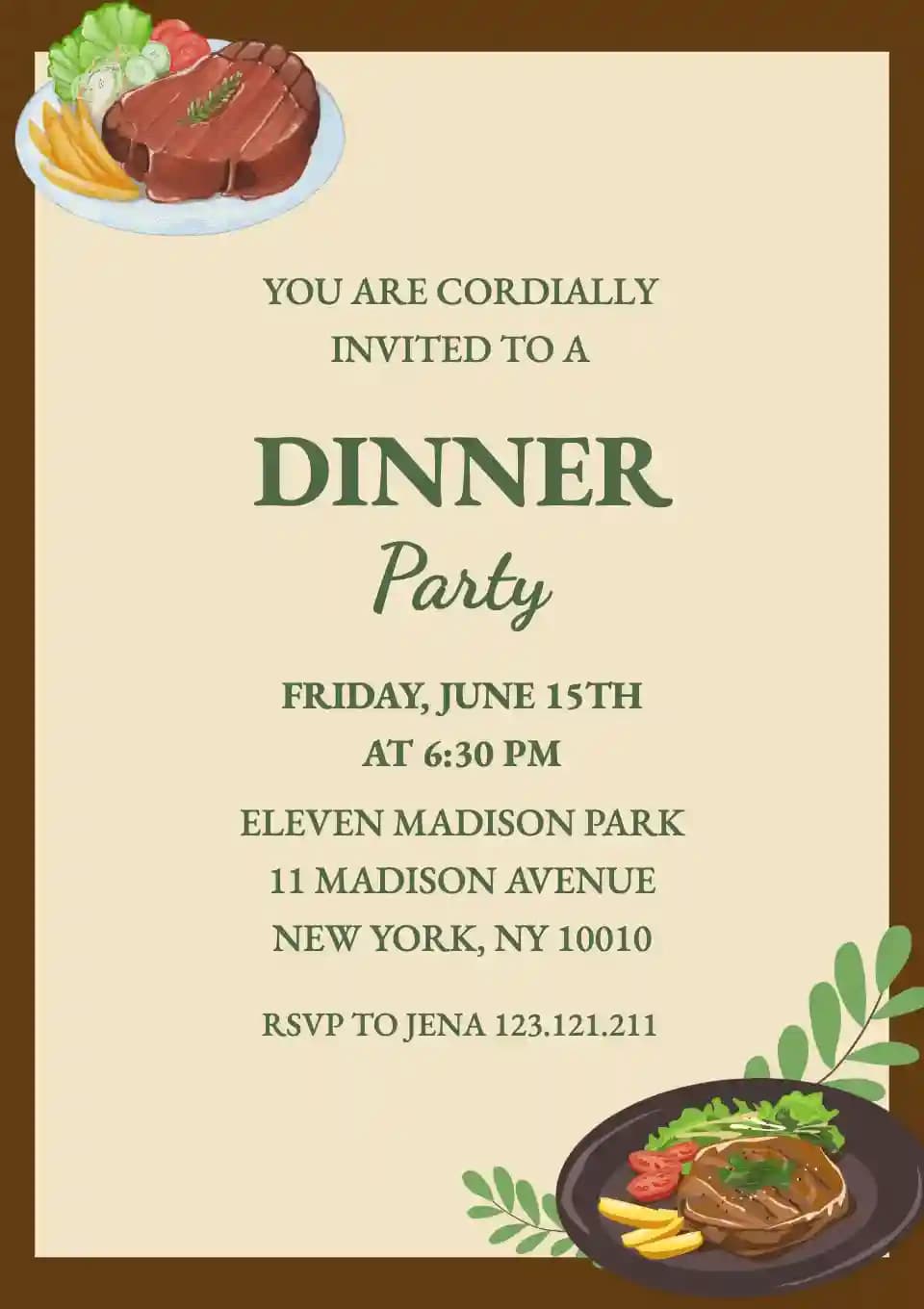 Dinner Party Invitations - Steak