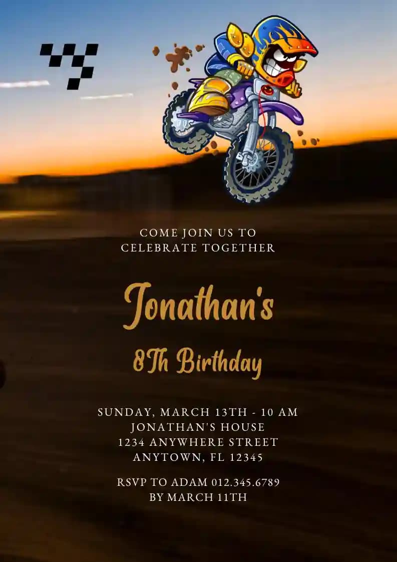 Convites De Aniversário Para Infantis - Motocicleta
