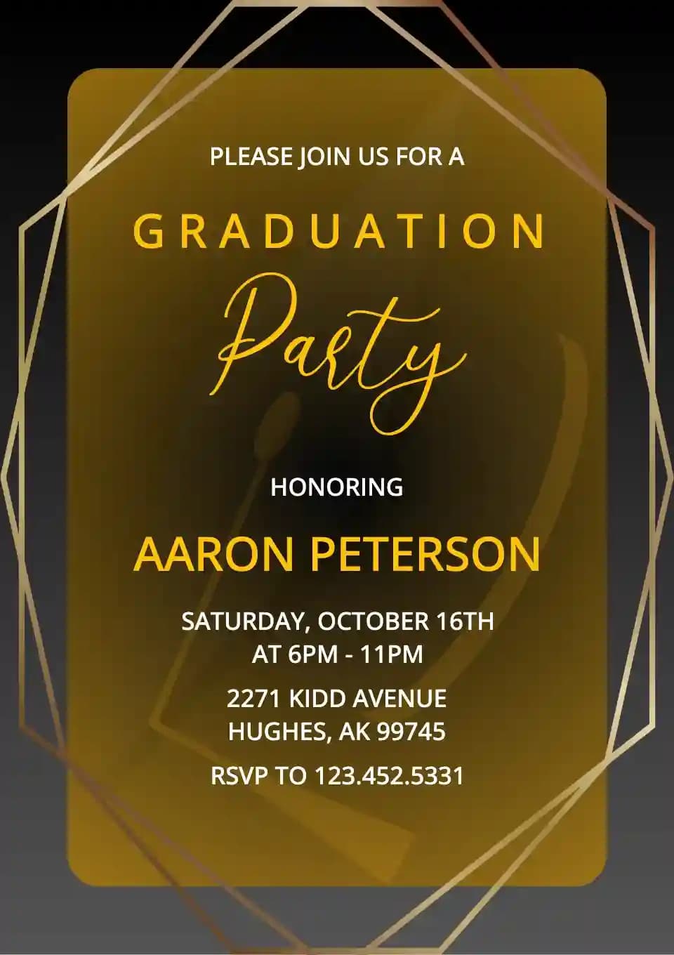 Invitaciones Para Fiesta De Graduación - Marco Geométrico