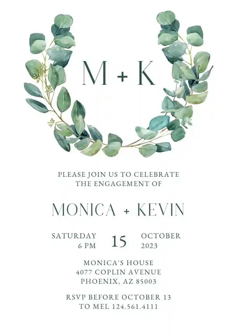 Invitations De Fête De Fiançailles - Couronne D'eucalyptus