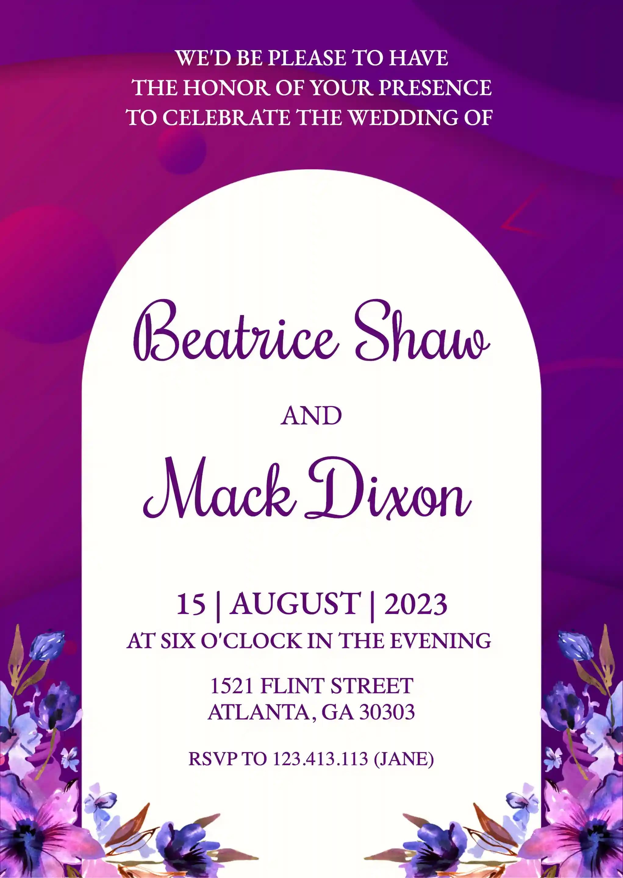 Wedding Invitations - Purple Floral