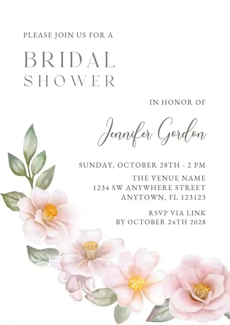 Invitations De Bridal Shower - Ornement Floral Rose