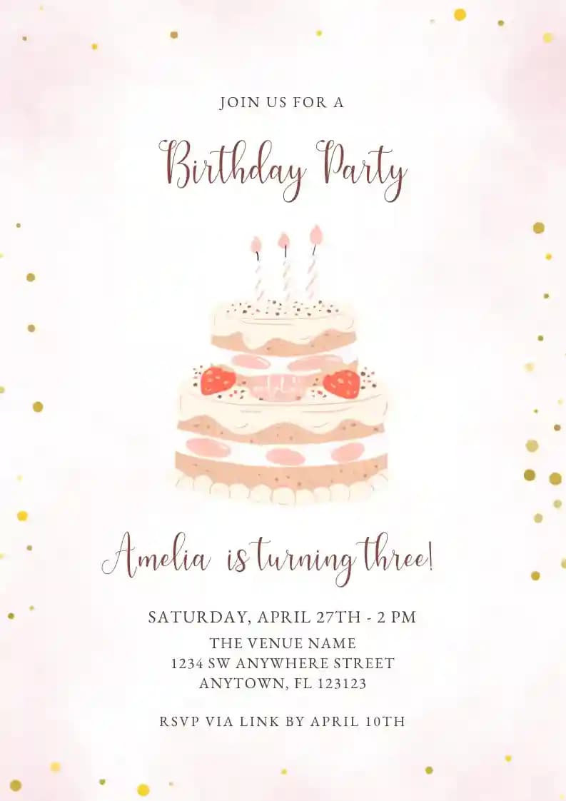 Kids Birthday Invitations - Birthday Cake